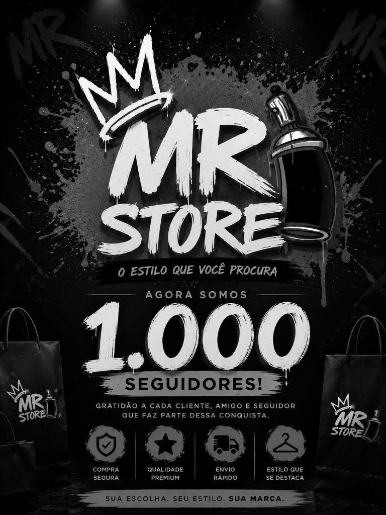 MR STORE — comemoração de 1.000 seguidores no Instagram, rumo aos 2.000